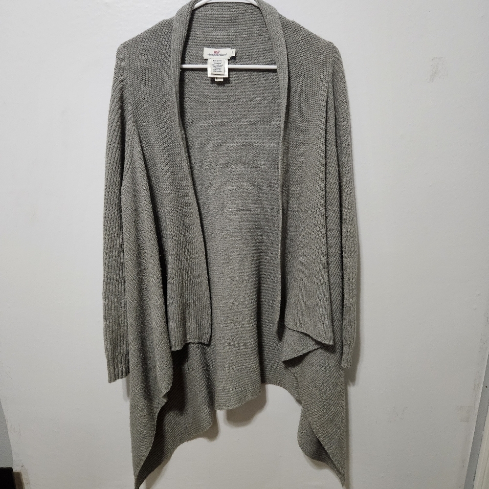Vineyard Vines Women’s Gray Cotton LambsWool Cashmere Cascading Cardigan Small